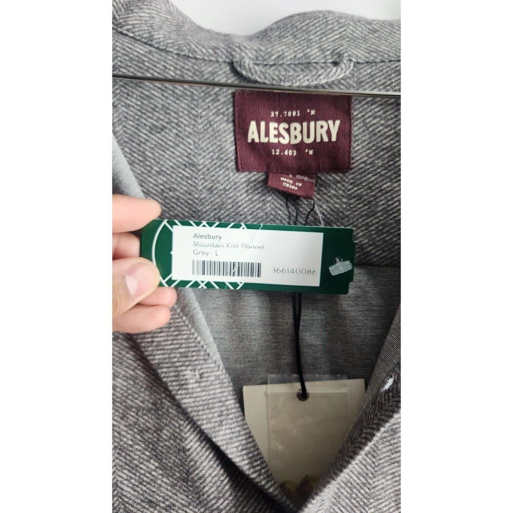 Alesbury Men's Grey Large Mountain Knit Flannel Shirt Long Sleeve‎ NWT - Picture 2 of 5